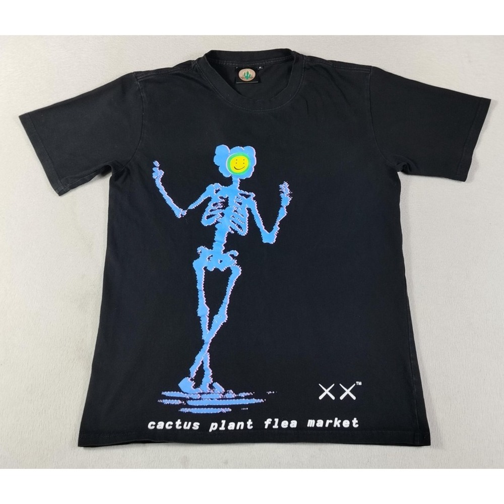 KAWS Cactus Plant Flea Market Shirt Mens Medium Black Skeleton Streetwear Urban